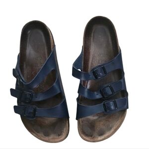 Birkenstock Men's Three-Strap Navy Blue Sandals